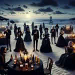 DALL·E 2023-11-12 17.33.23 - A photorealistic image of a Gothic-themed beer party on the beach. The scene depicts a group of people, diverse in gender and ethnicity, dressed in Go.png